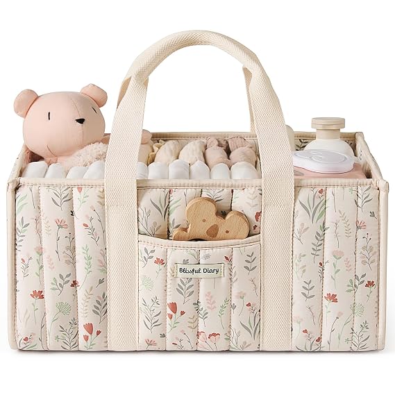 Blissful Diary Diaper Caddy Bundle (Floral Beige & Earthy Rainbow)