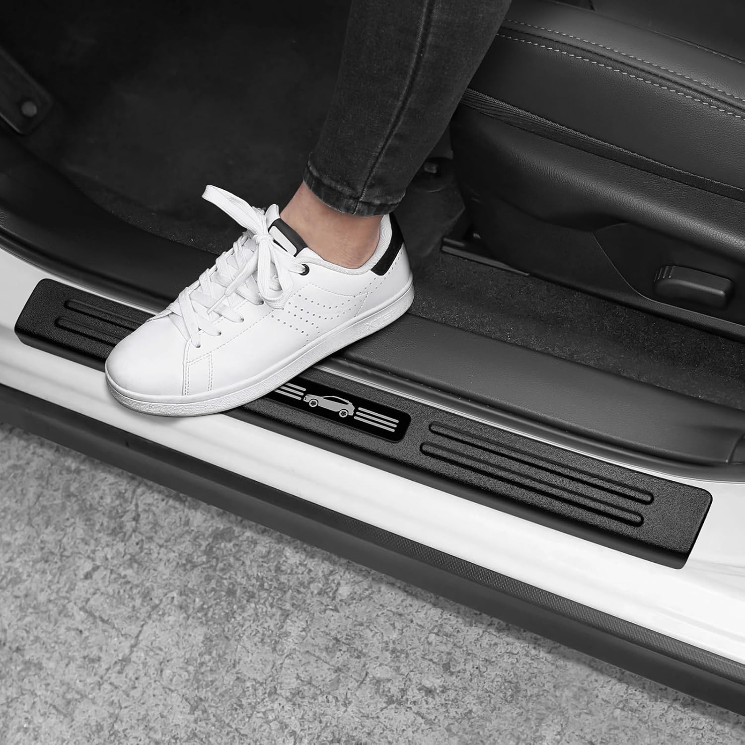 4PCS Door Sill Protector Compatible with Subaru 2024 2025 2026 Crosstrek Impreza Accessories Matte Black ABS Plastic Material Automobile Door Entry Guards