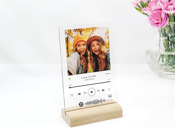 ARTSWAVE Personalized Acrylic Song | Acrylic Album Cover | Transparent Song | Multiple Size Options (Come with Stand) (8x12 inch), Clear