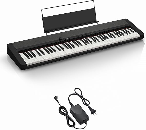 Casio カシオ Casiotone CT-S1-76 BK Black 76-Key Electronic Keyboard with High-Quality Sound for Playing a Wide Range of Music Genres | ブラック,国内正規品,AiX音源,タッチレスポンス,ボタン数を抑えたミニマルデザイン,76鍵盤で弾ける曲が拡がる,2WAY給電を採用,ACアダプター同梱,単3乾電池8本で駆動アルカリ乾電池/充電式ニッケル水素電池