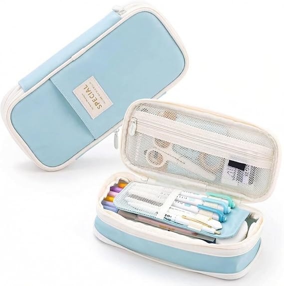 Large Pencil Case - Aesthetic Pencil Pouch with Zipper, Cute Stationery Organizer for Office and Home