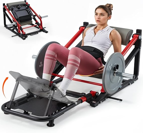 Foldable Hip Thrust Machine, 800LBS Plate-Loaded Glute Bridge Machine | Adjustable Footboard, Easy Mobility Wheels, Fits 1" & 2" Plates, Butt Exercise Equipment with Weight Holder for Home Gym