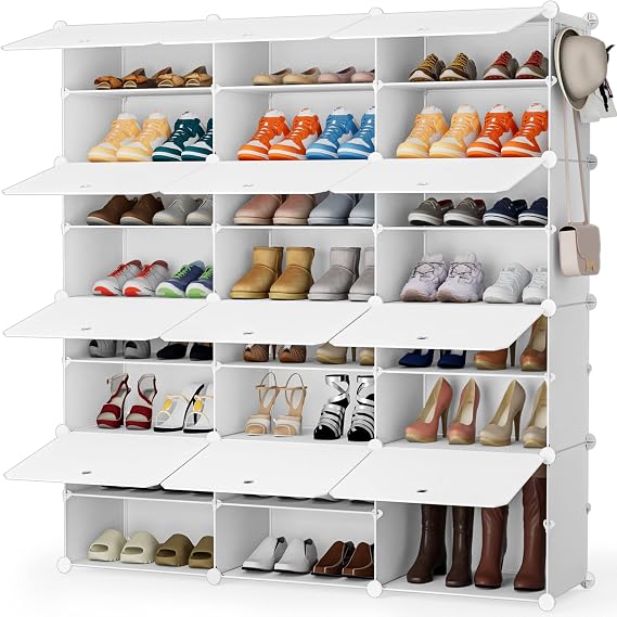HOMIDEC Shoe Rack Organizer 48 Pair Modular Shoe Storage Cabinet for Closet