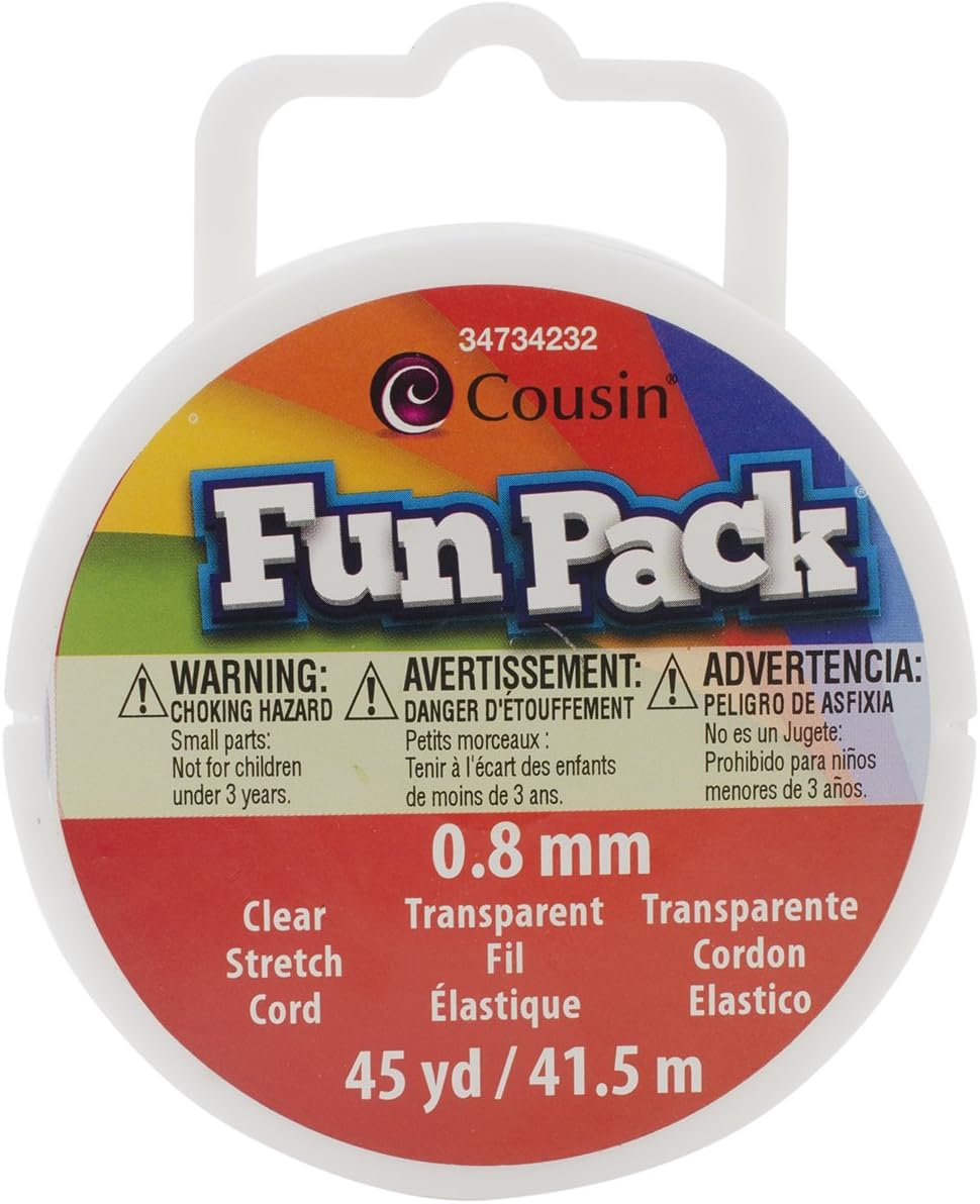 Cousin 0.8mm Fun Pack Stretch Cord Spool, 45-Yard, Clear
