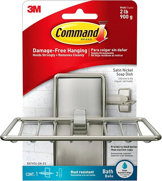Command Soap Dish, Satin Nickel, 1 Holder, 2 Strips