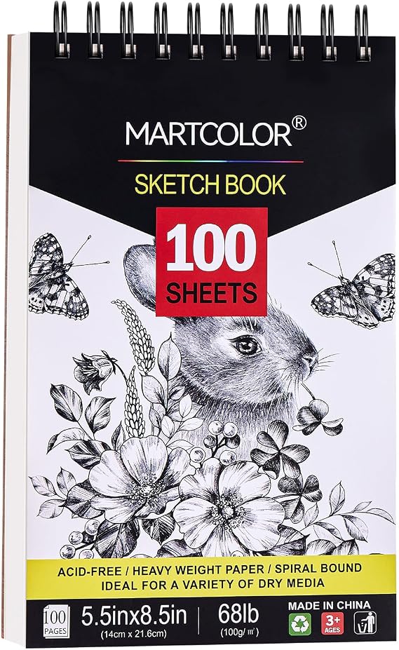 MARTCOLOR 5.5X8.5 Premium Sketch Book, 100 Sheets(68 lb/100gsm) Sketchbook