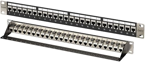 FGB 10Gbps Patchpanel 24 Port Cat7 mit geschirmt RJ45 Keystone-Koppler 1HE
