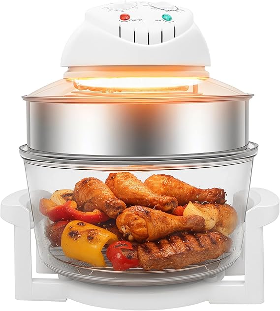 Glass Air Fryer, 360 Viewable Large Stainless Steel Air Fryer with Temperature Controls, Oil-Less Grill Roaster Multifunction Cooker for Kitchens, Restaurants, Food Stalls