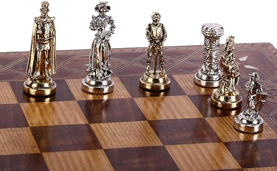 (Only Chess Pieces) Medieval British Army Handmade Metal Chess Pieces King 2.5 inc (Board is not Included)