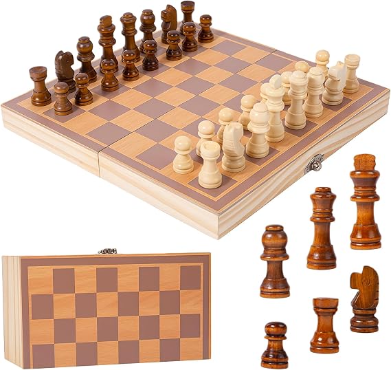 Chess Set and Draughts Board Games - Walnut Wooden Chess Board Game For Kids Adults Travel Chess Set Can Foldable Chess Gifts For Boys Girls, Birthday, Kids Adults Travel and Educational