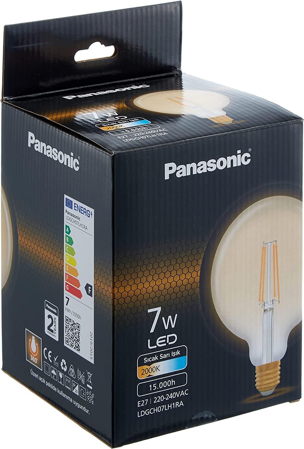 Panasonic E27 Elephant G125 Lamp 7W 630Lm 2000K Gold