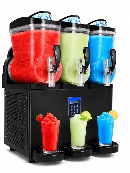 Commercial Slushie Maker Machine 12Gal Slushy Machines for Business,15L*3 Tanks Frozen Margarita Cocktail Coffee Smoothies Beverage Drink Makers for Home Bar Cafes Party Restaurants