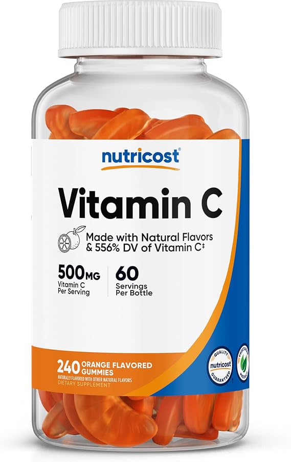 Nutricost Vitamin C Gummies (500mg) 240 Gummies, 60 Servings, Gluten-Free | Made with Natural Flavors, 556% DV of Vitamin C, Vegan, GMO-Free