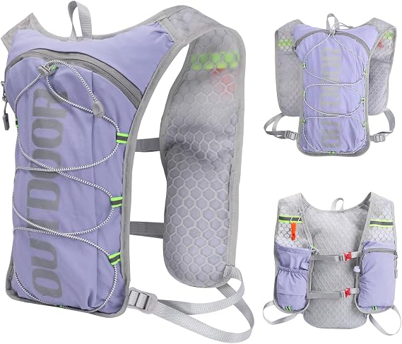 Running Hydration Vest Backpack Lightweight Running Vest Women mens Compatible with 1.5L Water Bladder Reflective Hydration Backpack for Cycling Hiking Marathon