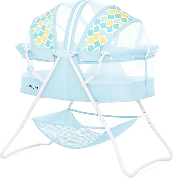 Dream On Me Karley Portable Infant Bassinet, Double Mesh Canopy, Aqua