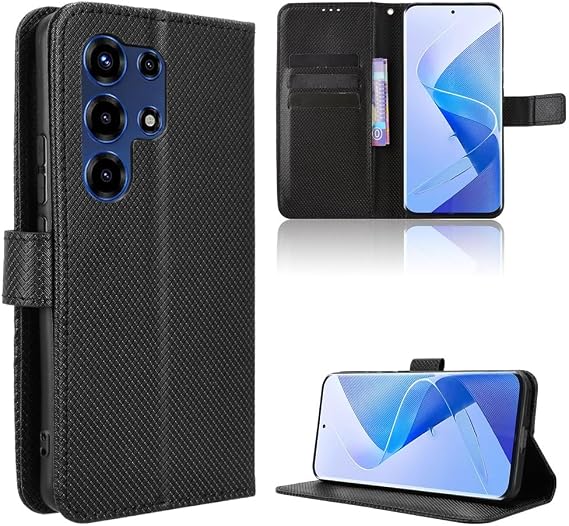 Compatible with Itel S26 Ultra Leather Case,PU Leather flip Cover Compatible with itel Super 26 Ultra S688LN Case Cover Black