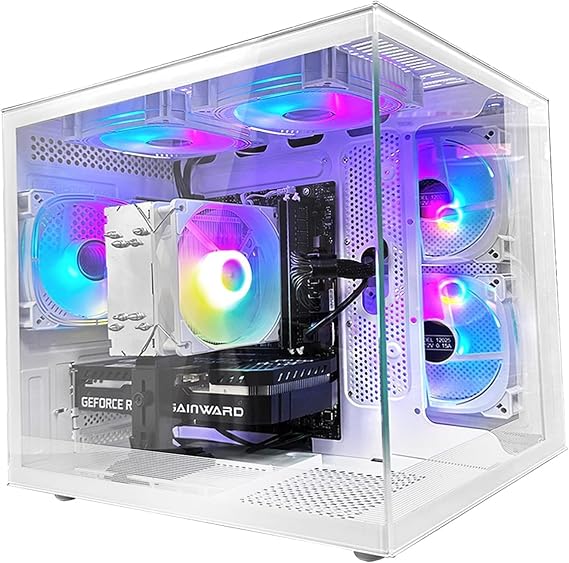 suevery Gaming PC AMD Ryzen7 8700F(8Core 16Threads Up to 5.0G) RTX 5070 12G Nvme 1TB SSD 4T HDD 32G DDR5 WiFi 6 Pre Built Desktop Computers White