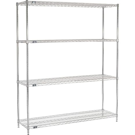 Nexel Wire Shelving Starter Unit, 4 Tier, Chrome