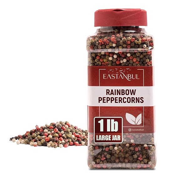 Eastanbul Rainbow Peppercorns for Grinder Refill, Natural, Vegan, 1lb | Peppercorns Whole Rainbow White, Green, Pink, Black Pepper for Grinder Refills, Mixed, Assorted Pepper