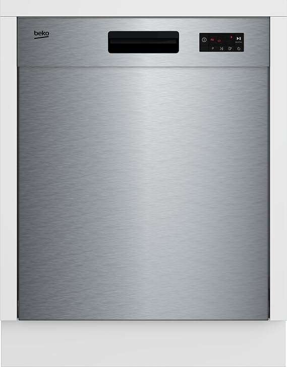Beko BDUN15430X b300 Undermount Dishwasher 60 cm for 14 Place Settings 3 Sink Levels 4 Temperatures 5 Programmes Half Load Automatic Door Opening Quick & Clean [Energy Class D]