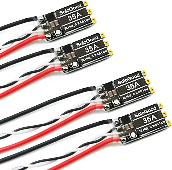 SoloGood 4Pcs 35A ESC 2-5S Brushless ESC Lipo BLHeli_S Brushless Electronic Speed Controller 45A Support D-Shot 150/300/600 for RC FPV Quadcopter