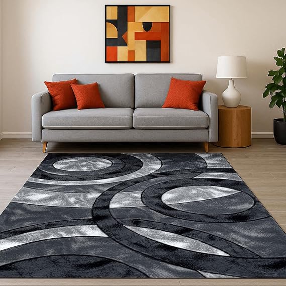 Cozy Haven Ecliptic Rugs - Large Fluffy Area Rug Carpet Washable Non-Slip Soft Modern Indoor Shaggy Floor Rug for Living Room, Bedroom, Hallway, Lounge – (Grey, 200x290 cm)