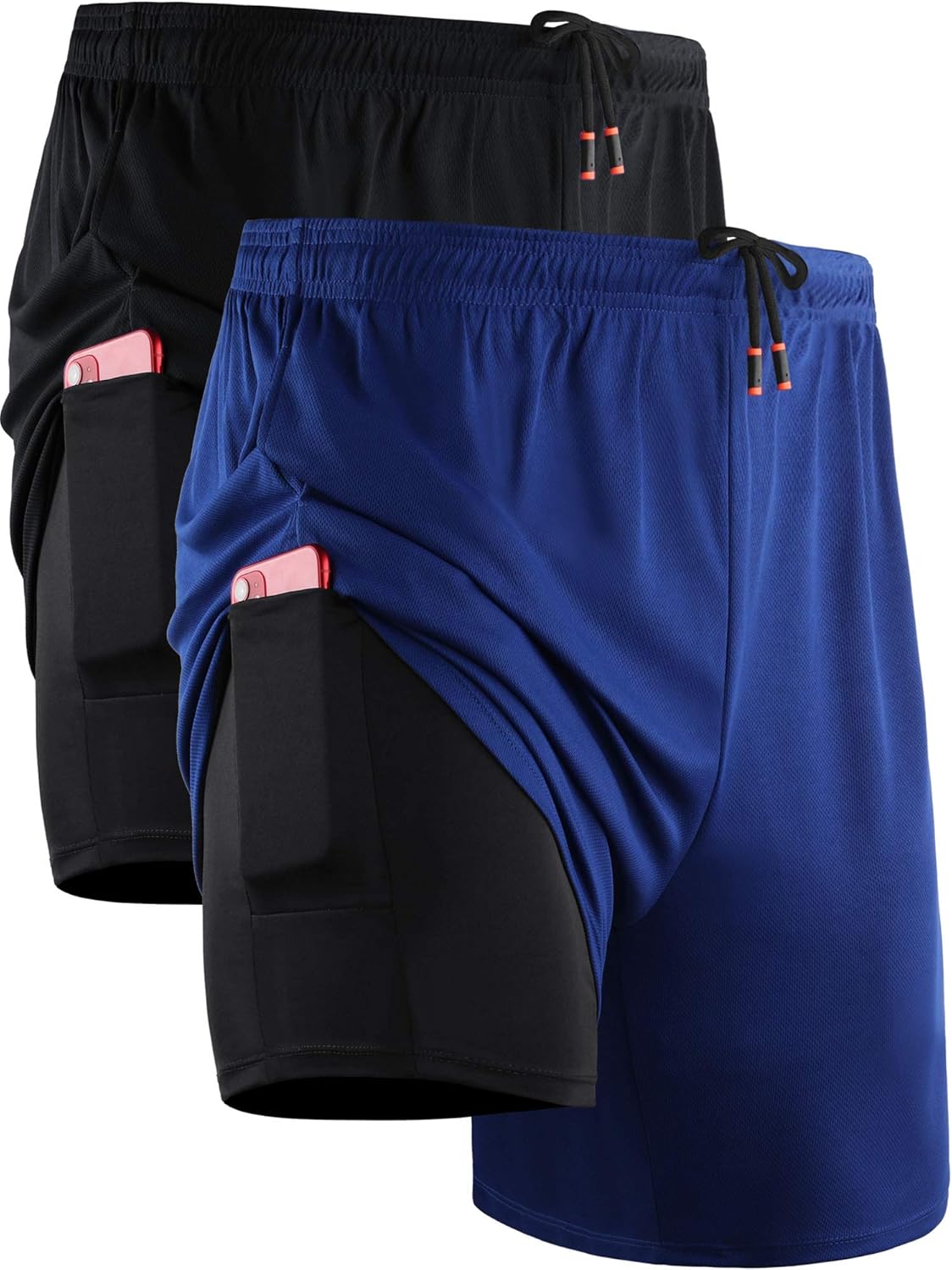NELEUS Mens 2 in 1 Running Shorts with Liner,Dry Fit Workout Shorts with Pockets