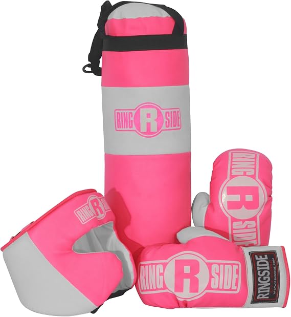 Ringside Kids Boxing Set (2-5 Year Old), Assortment with Punching Bag, Boxing Gloves, and Headgear for Boxing, MMA, Muay Thai, and Kickboxing, Youth Sports Toy Set for Boys and Girls, Pink