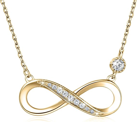 Silver Necklace for Women Billie Bijoux 925 Sterling Silver Infinity Heart Pendant White Gold Plated Diamond Women Adjustable Necklace Bracelet Set