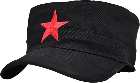 Yazlık Erkek Şapka Kastro Şapka Yıldız Nakışlı Siyah