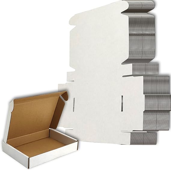 6x4x1 Shipping Boxes Set of 50, White Mailer Corrugated Cardboard Box | for Packaging, Literature, Packing, Mailing, Storage, Small Business, Moving, Gift, Supplies, Quick Fold, Tab Locking