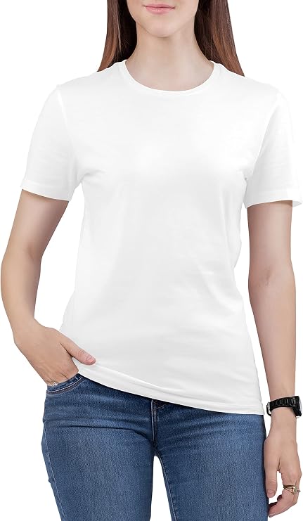 Love My Fashions Women's Round Neck Short Sleeve Unadorned Cotton T-Shirt