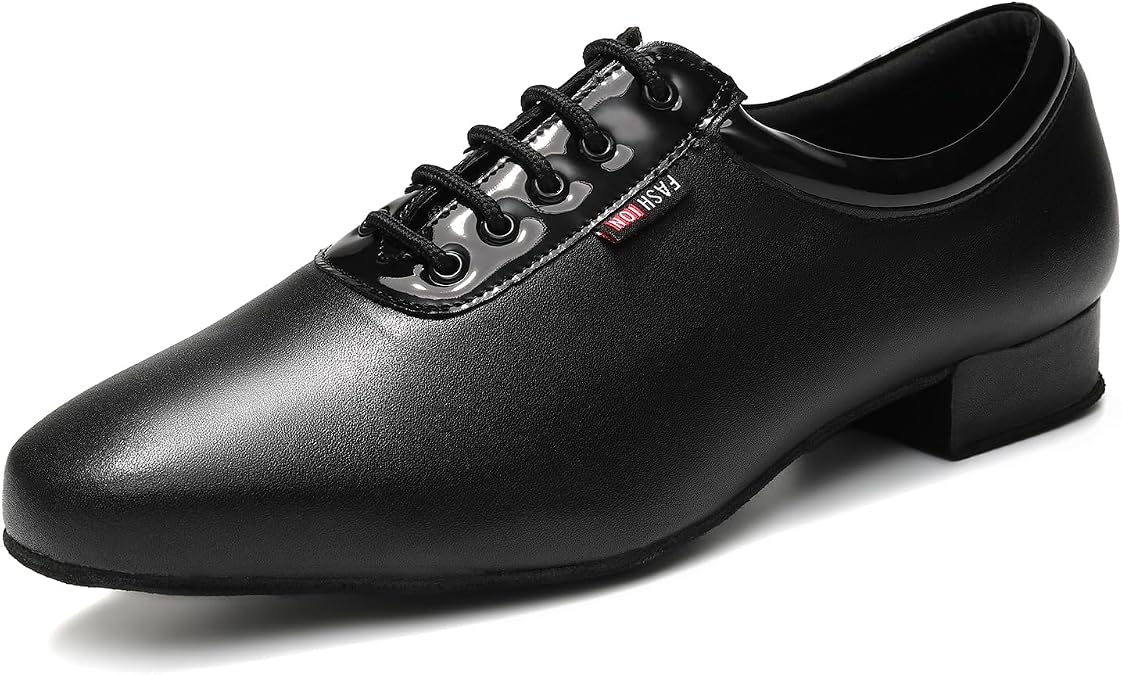 Men's Black Ballroom Dance Shoes Leather Salsa Tango Dancing Shoes
