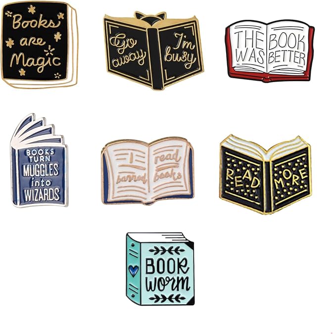 Pin Badges Cartoon Book Enamel Pins Books Lovers Gifts Decorative Lapel Pins for Backpacks Clothing Bags Jackets Learning Gifts for Teacher Student
