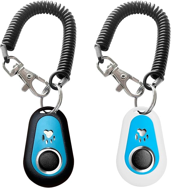 Pet Training Clicker with Strap for Dogs/Cats/Horses/Birds or Other Animals - Clickers for Training (Black + White)