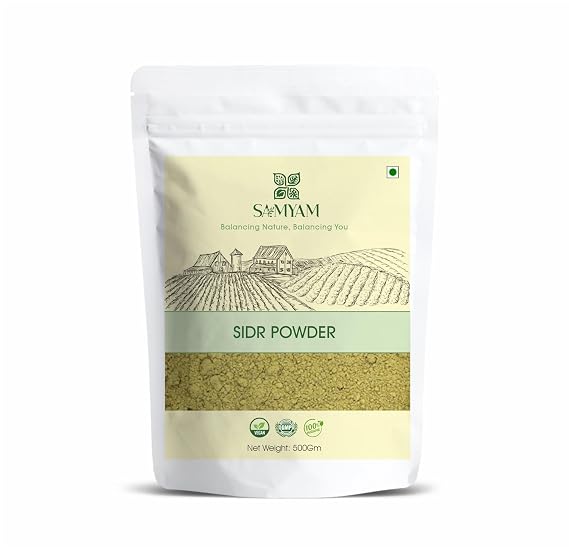 SAMYAM Natural Sidr/Jujube Powder - 500g (1.1 lb) | Natural Hair and Body Cleanser, Herbal Soap