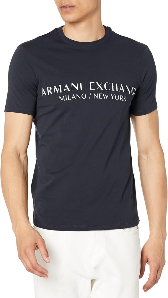 Armani Exchange Mens Solid Colored Basic Pima Crew Neck Tee