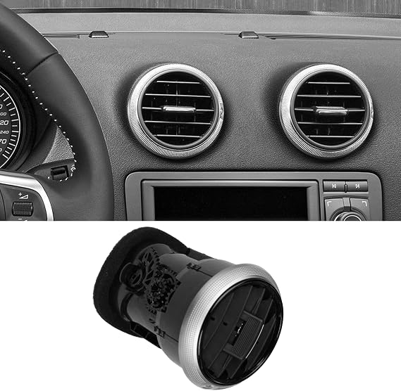 Compatible with Audi A3 S3 2006-2012 Dashboard Air Vent,AC Heater Air Vent Heating Grille Diffuser Center Panel Replace for 8P0820901CChrome & Black,1 PCS