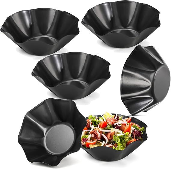 Tosnail 6 Pack Large Taco Shell Bowl, 8.5 Inch Tortilla Pan, Non-Stick Fluted Tart Mold, Salad Shell Bowl Maker for Home Baking, Salads