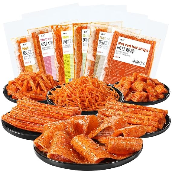Spicy Noodle Web Celebrity latiao Snacks ,Big Spicy Piece Nostalgia Spicy,Convenient Fast Food,Gluten, Casual Snacks,Handmade Spicy Strips ,Chinese snacks (Hot Silk,1 bag)