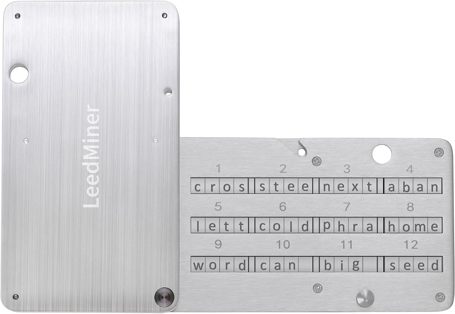 Seed Phrase Storage,Crypto Seed Backup 4 Plates Letter 24 Words Bitcoin Crypto Seed Metal Plate, Compatible with BIP39 Hardware Wallets, Ledger, KeepKey, Trezor