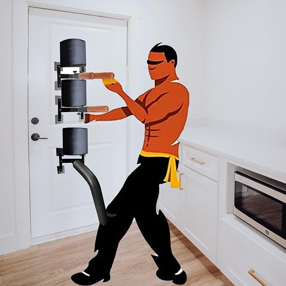 Wing Chun Dummy Punching Kicking Stand for Kids Adult Taekwondo Free Standing, Wood Wing Tsun Dummy Techniques Arms Pads, Hand Leg Kung Fu Dummies Pile