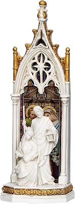 Josephs Studio by Roman - Holy Family Window LED Figure, Renaissance Collection, 11.75 H, Resin and Stone, Religious Gift, Decoration, Battery Operated