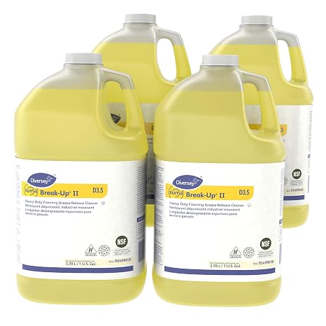 Diversey 95499058 SUMA Break-Up Heavy Duty Foaming Grease-Release Cleaner, Industrial Strength Degreaser for Floors & Equipment, Concentrate, 1-Gallon (Pack of 4)