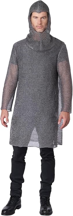 Adult Metallic Knit Chainmail Tunic & Cowl Costume