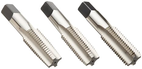 1500S(UNC) High-Speed Steel Hand Tap Set, Uncoated (Bright) Finish, Round Shank with Square End, 3-Piece (1 Taper, 1 Plug, 1 Bottoming Chamfer), 3/4"-10 Thread Size