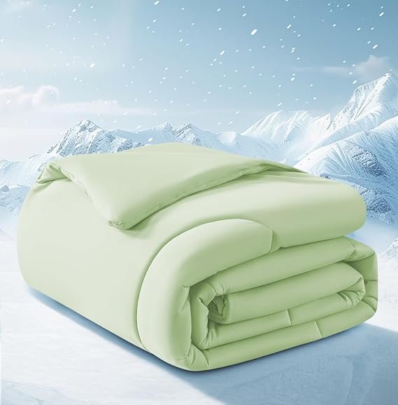 SameBed Cooling Comforter Full/Queen Size, Summer Blanket for Hot Sleepers, Lightweight Comforter for Night Sweats, Double-Sided Breathable Cooling Beddings (Green, 90"*90")