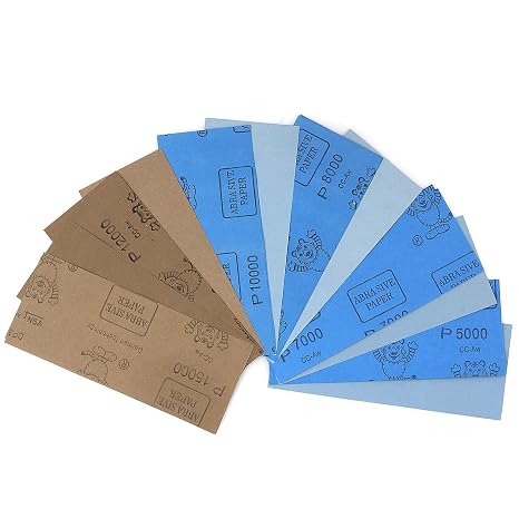 9x3.6 inch 18 Sheets Sandpaper, Wet or Dry 5000-15000 Grit 6 Assortment Sand Paper, Extra Fine Precision Abrasive Pads for Automotive Sanding, Wood Turing Finishing, Metal Furniture Polishing