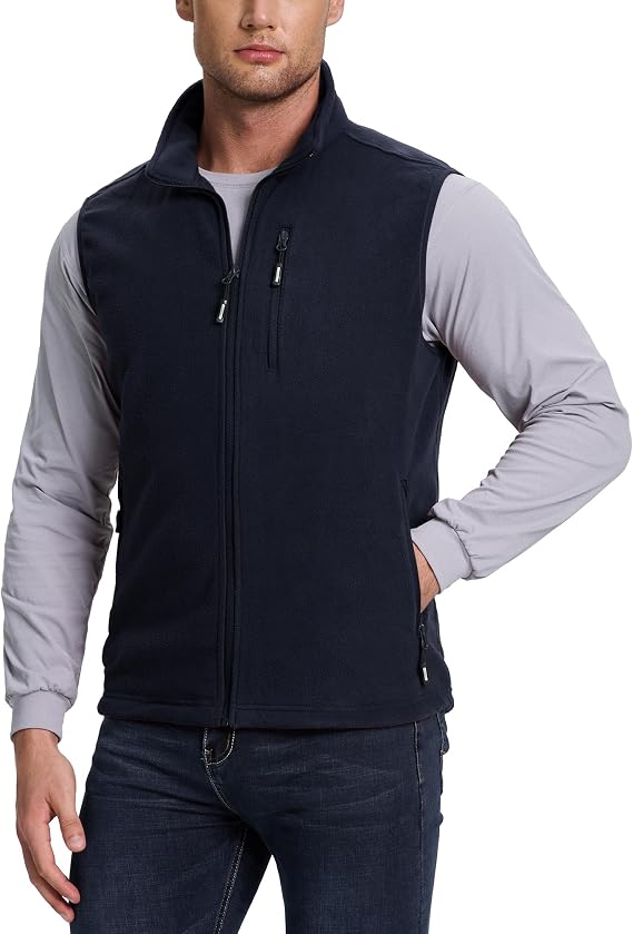 Outdoor Ventures Men's Zip Up Polar Fleece Vest Outerwear Sleeveless Jacket