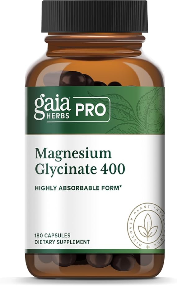 Gaia Herbs PRO Magnesium Glycinate 400mg, 180 Capsules, 60 Servings
